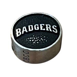 University of Wisconsin Badgers Bead Charm Sterling Silver Black  W 925 CBCO